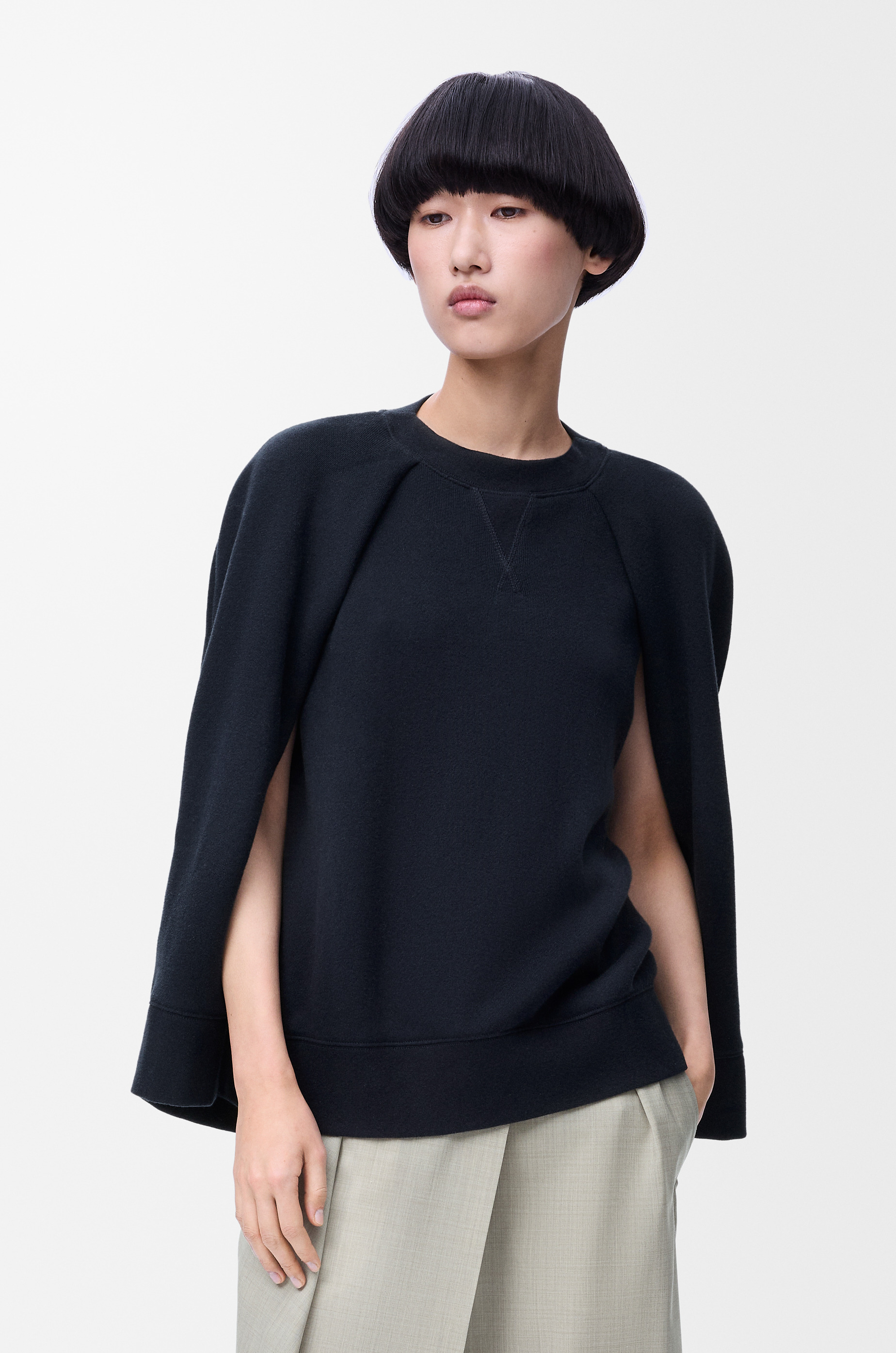 Cape sweatshirt in cotton blend - 3