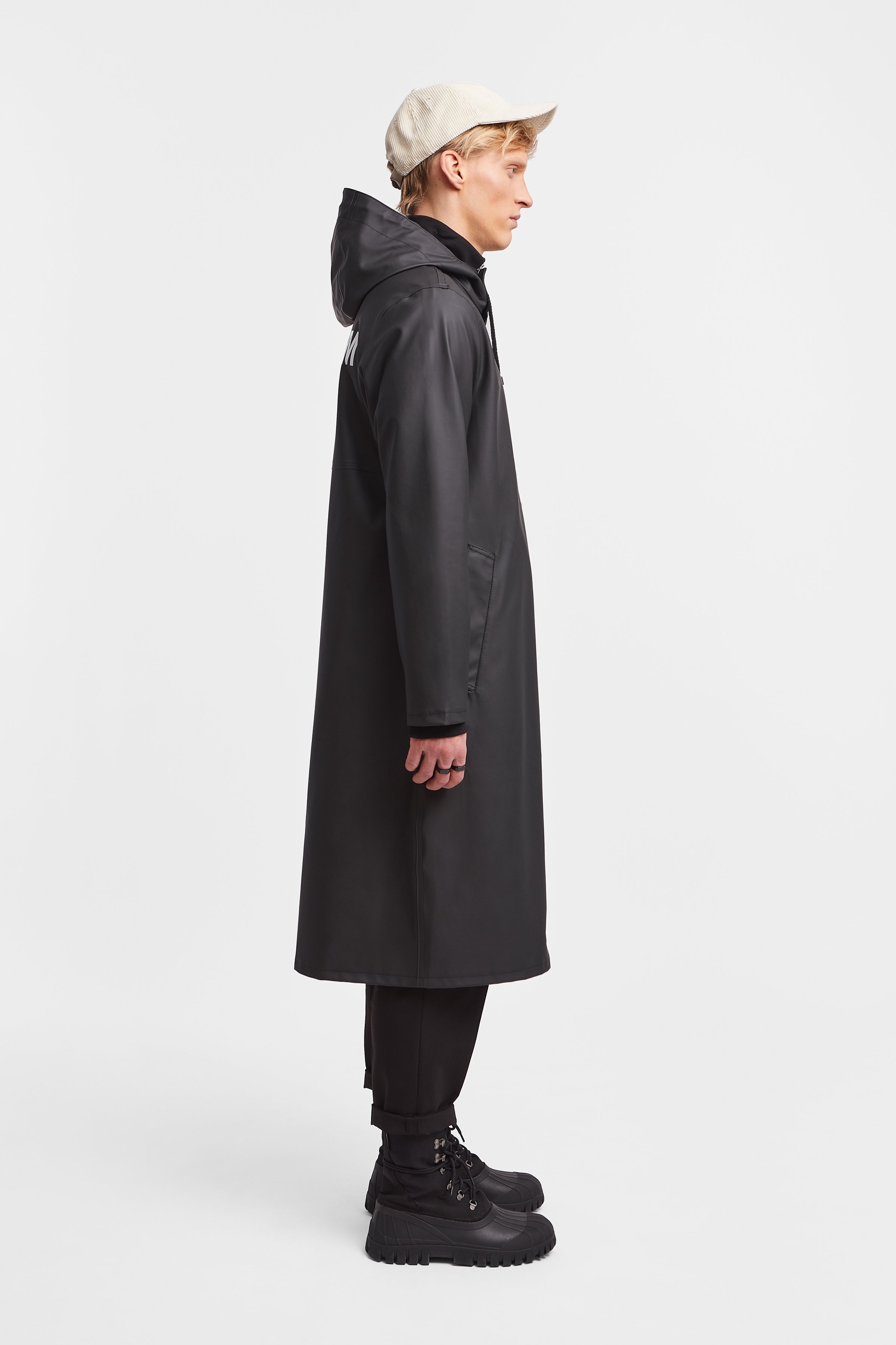 Stockholm Long Print Raincoat Black - 3