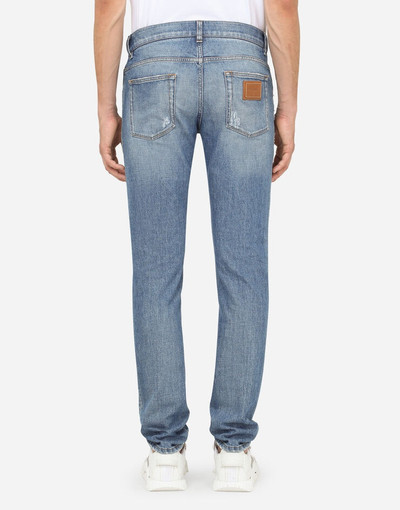 Dolce & Gabbana Light blue skinny stretch jeans with micro-rips outlook