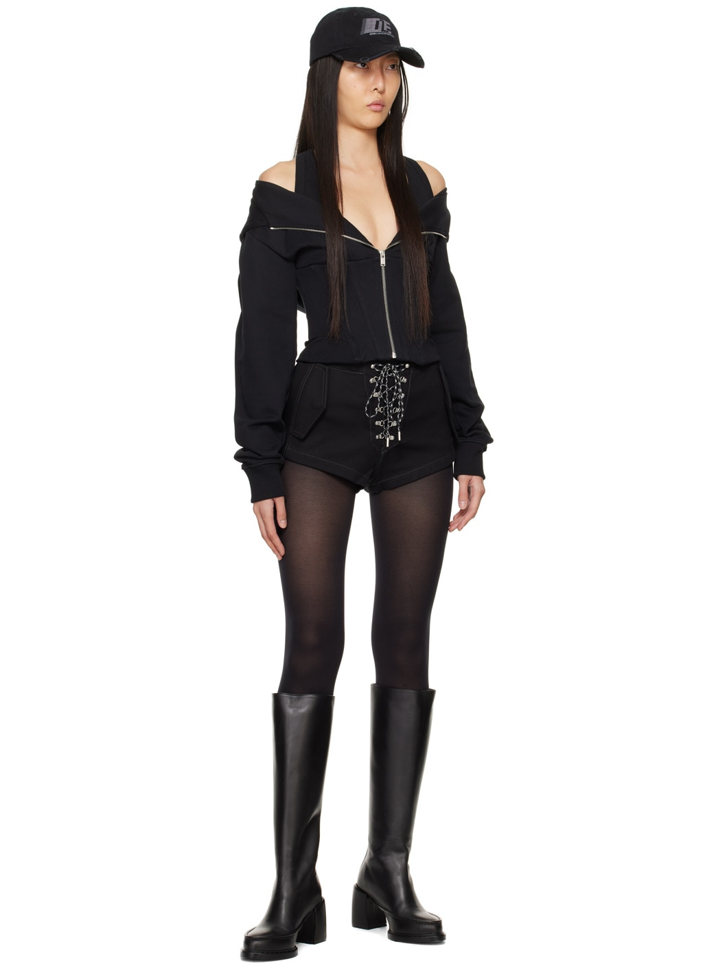 Black Layered Corset Hoodie - 4