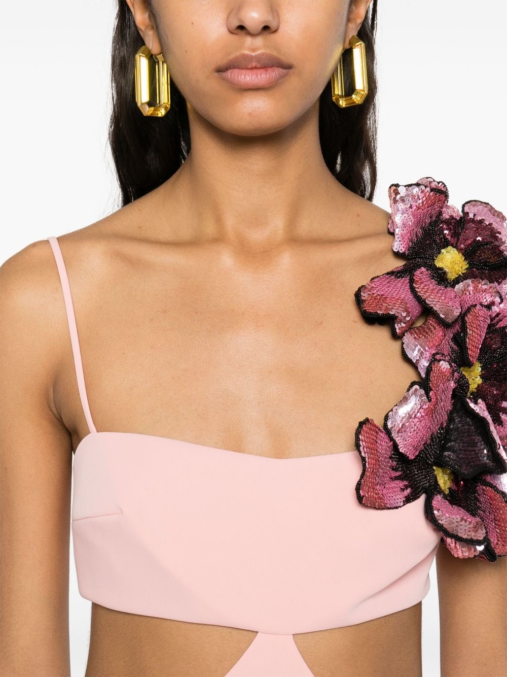floral-appliqué gown - 5
