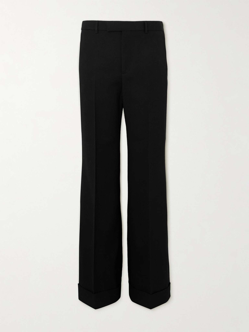 Wide-Leg Pleated Twill Trousers - 1