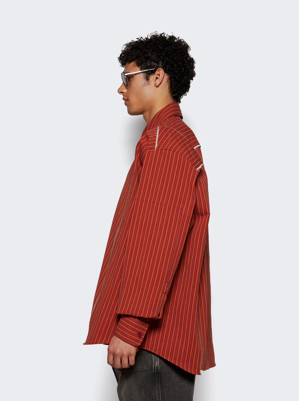 Cut Overshirt Red And Yellow Stripe - 3