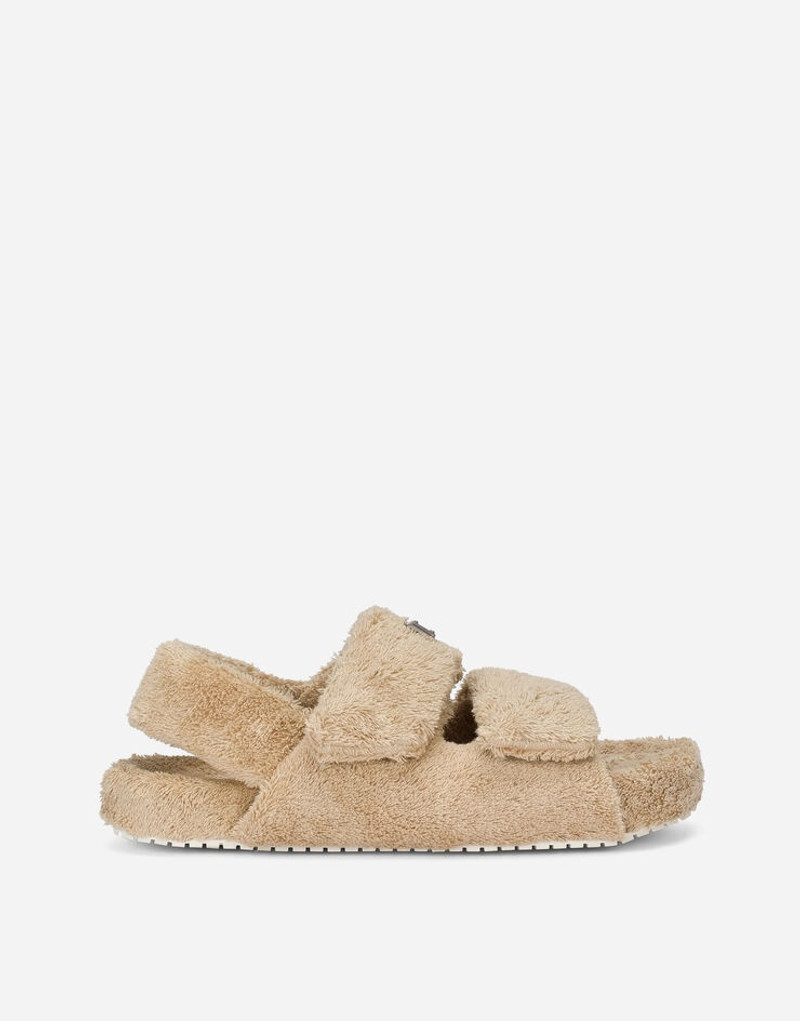 Terrycloth sandals with logo tag 1