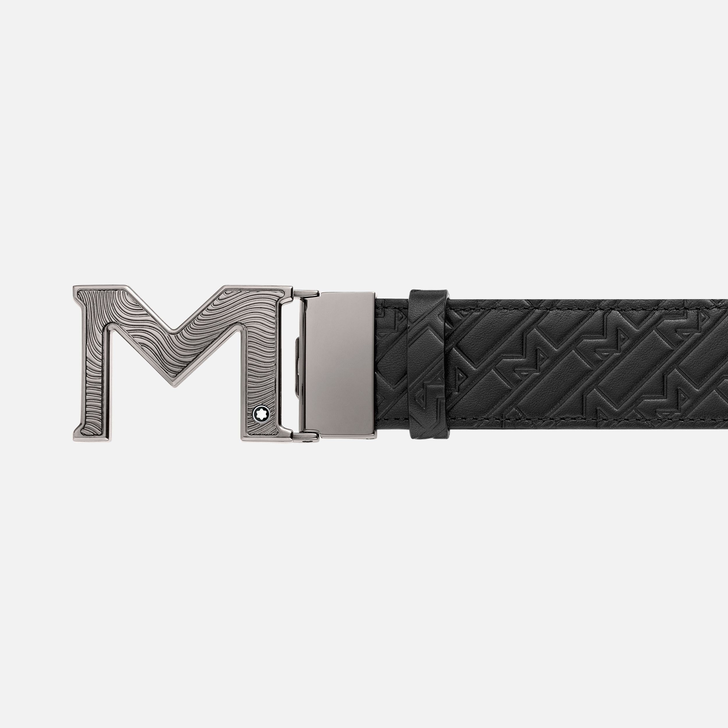 M buckle embossed black/plain black 35 mm reversible leather belt - 2