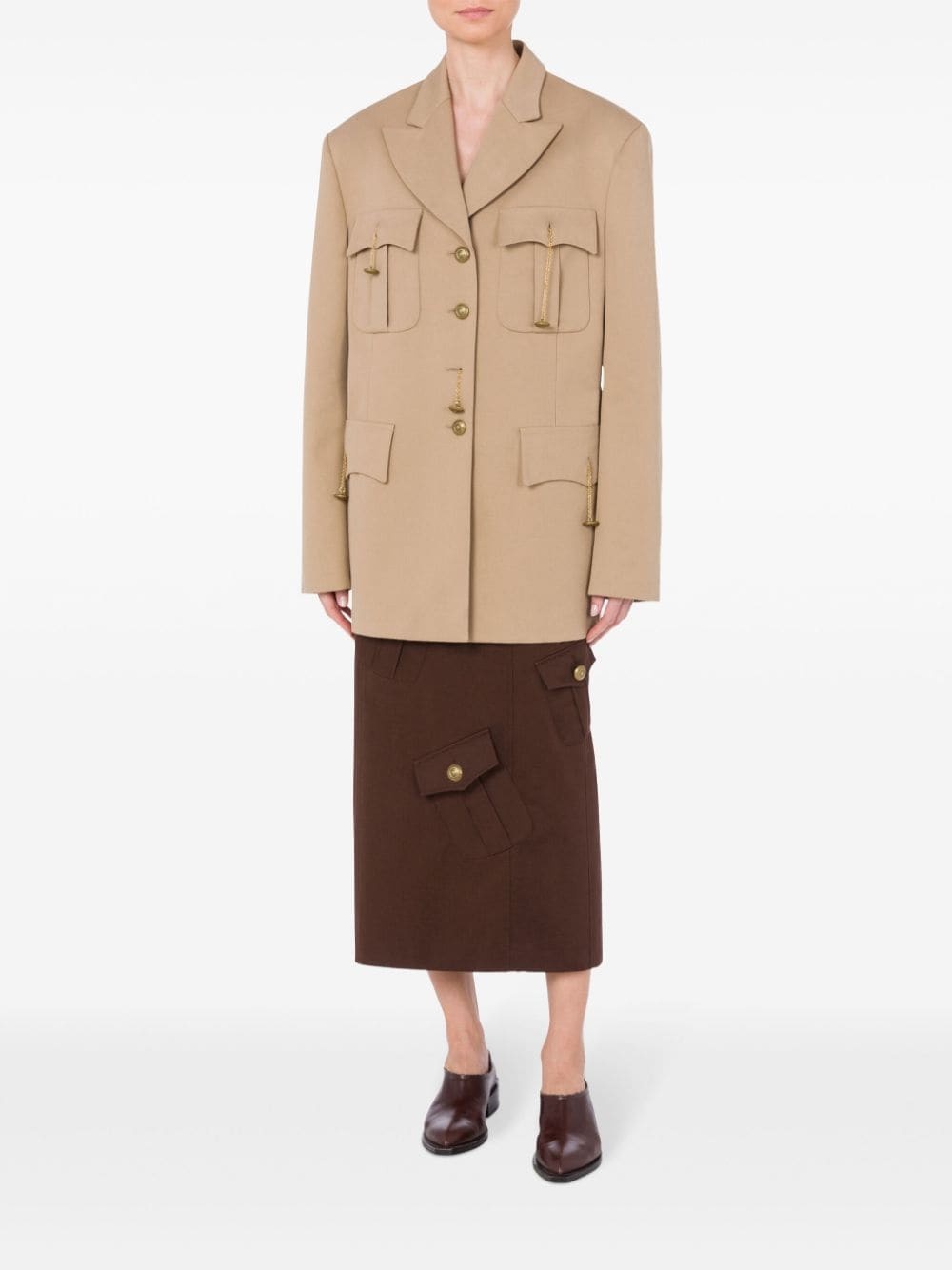 peak-lapel cotton-blend coat - 2