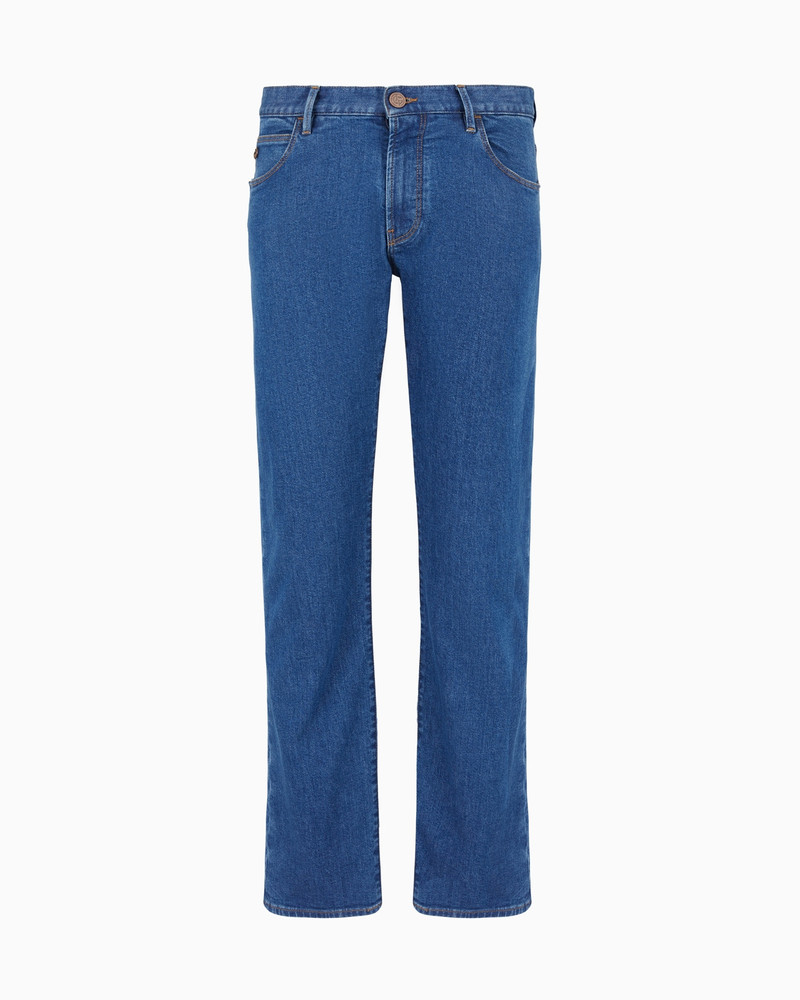 Five-pocket, regular-fit, stretch-cotton denim trousers 1