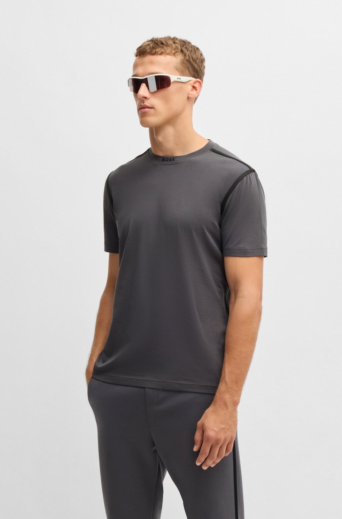 STRETCH-COTTON T-SHIRT WITH TAPE TRIMS - 2