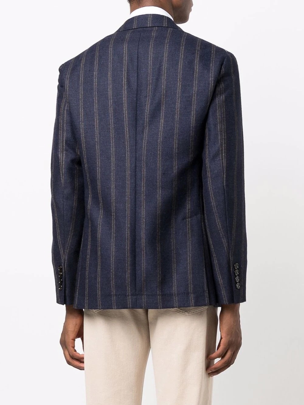 stripe-pattern single-breasted blazer - 4