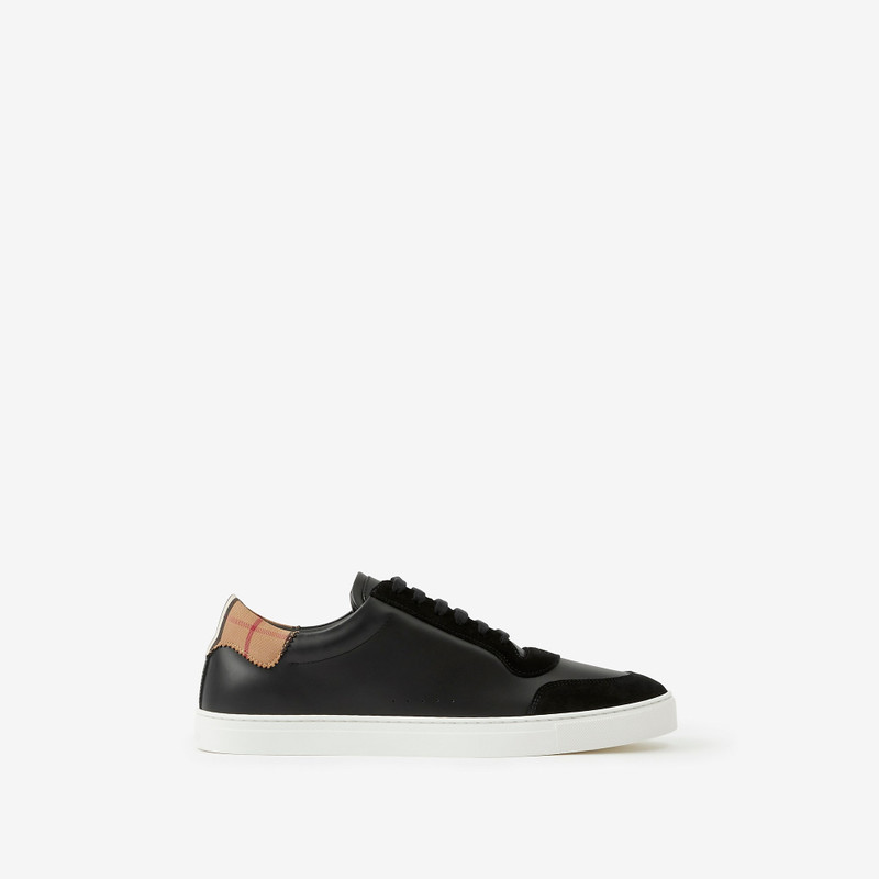Leather, Suede and Vintage Check Cotton Sneakers - 1