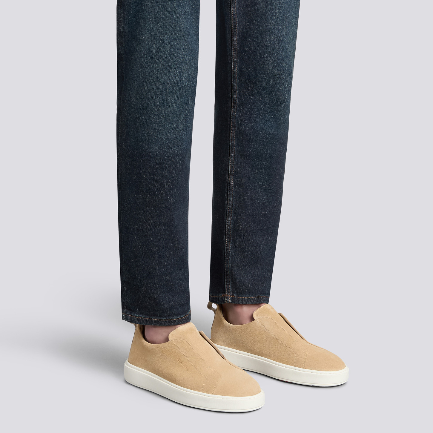 Men's beige suede slip-on sneaker - 2