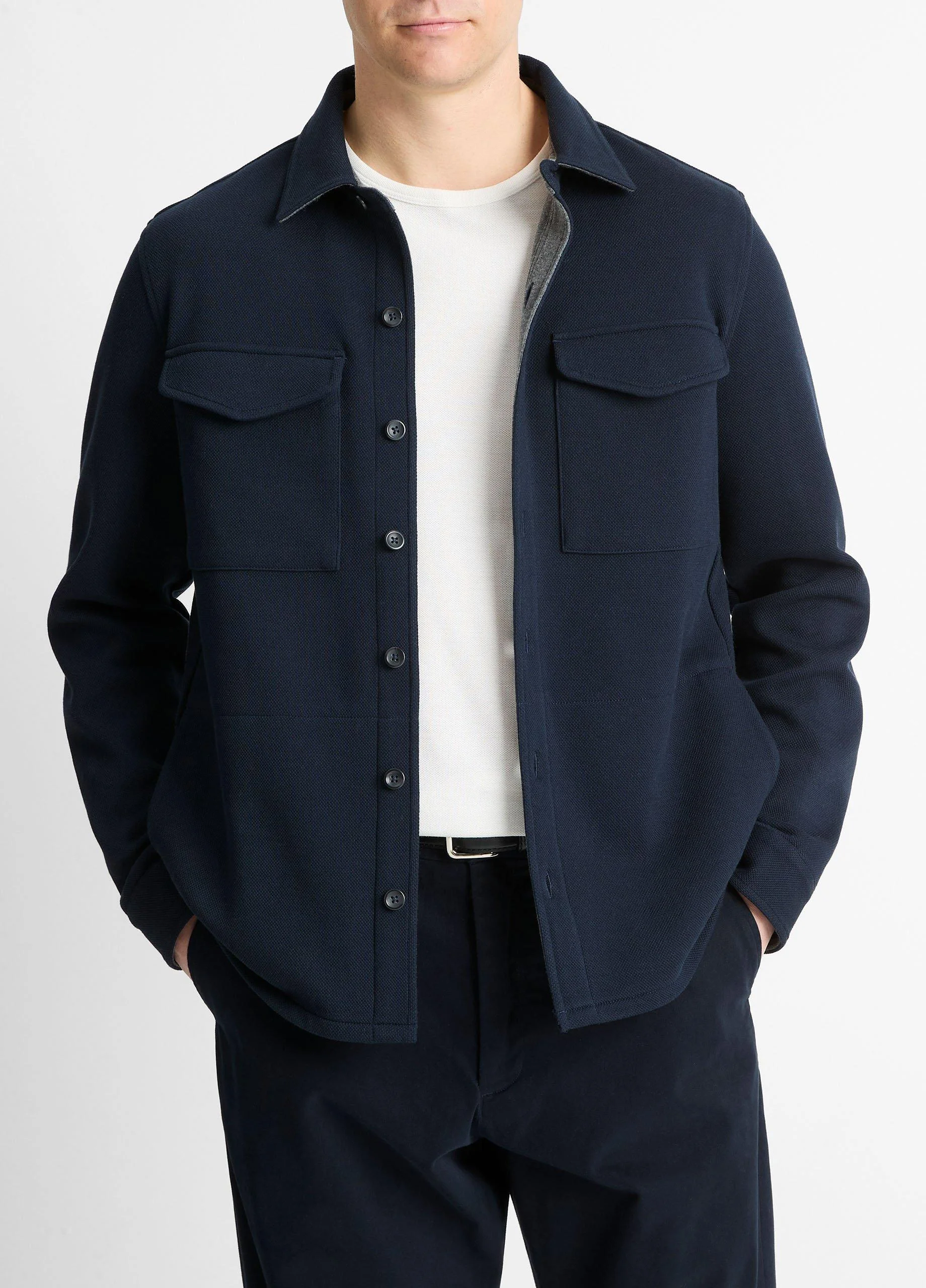 Double-Knit Cotton-Blend Piqué Shirt Jacket - 1