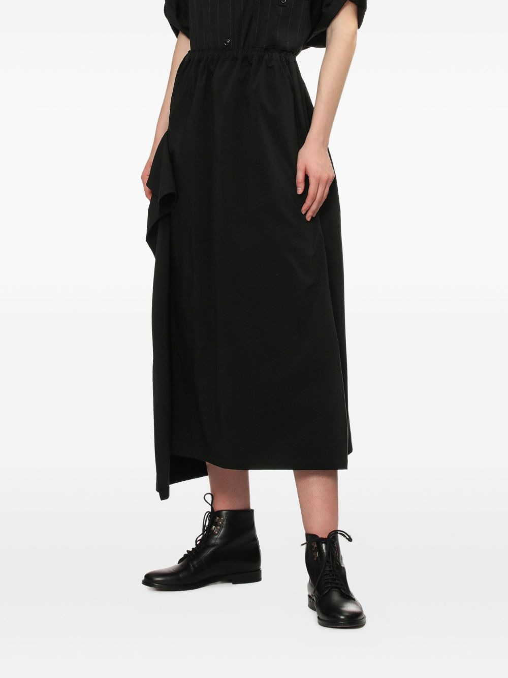 elastic-waist ruffled midi skirt - 3