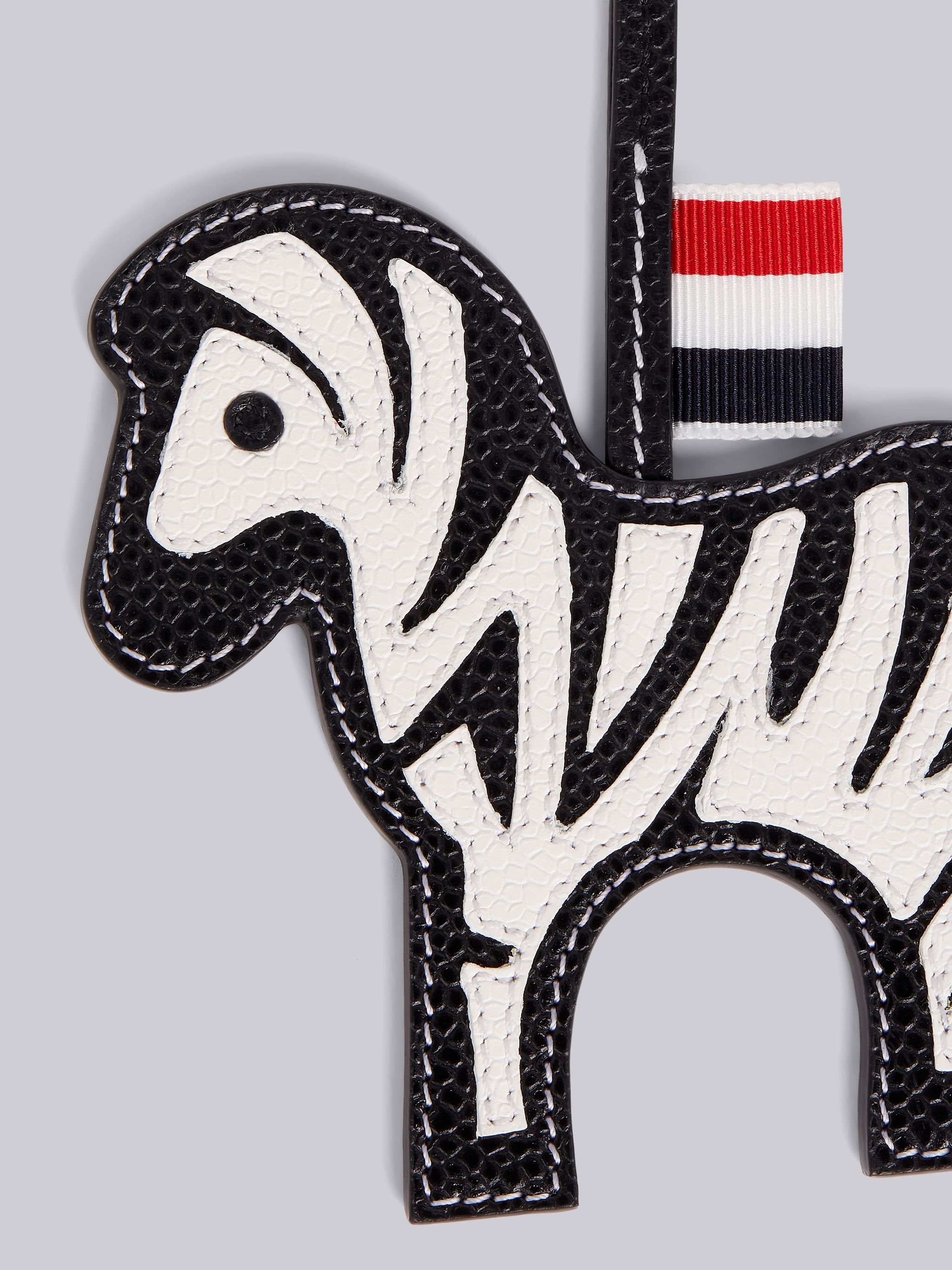 Black and White Pebbled Calfskin Zebra Charm - 2