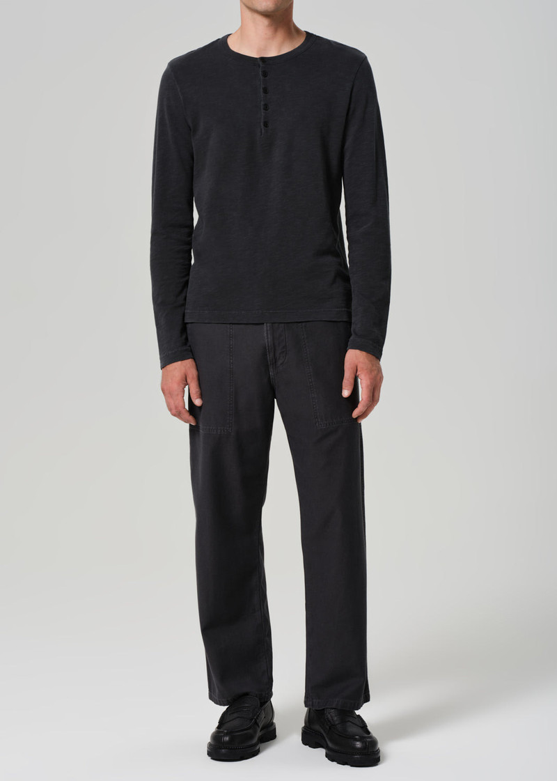 Classic Henley In Washed Black 6
