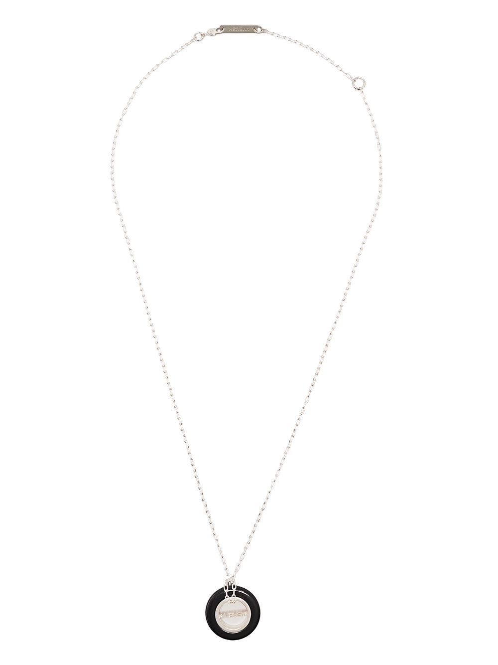 engraved logo round pendant necklace - 3