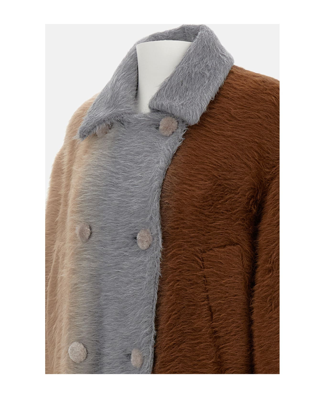 Blouson Furry Striped Coat - 3