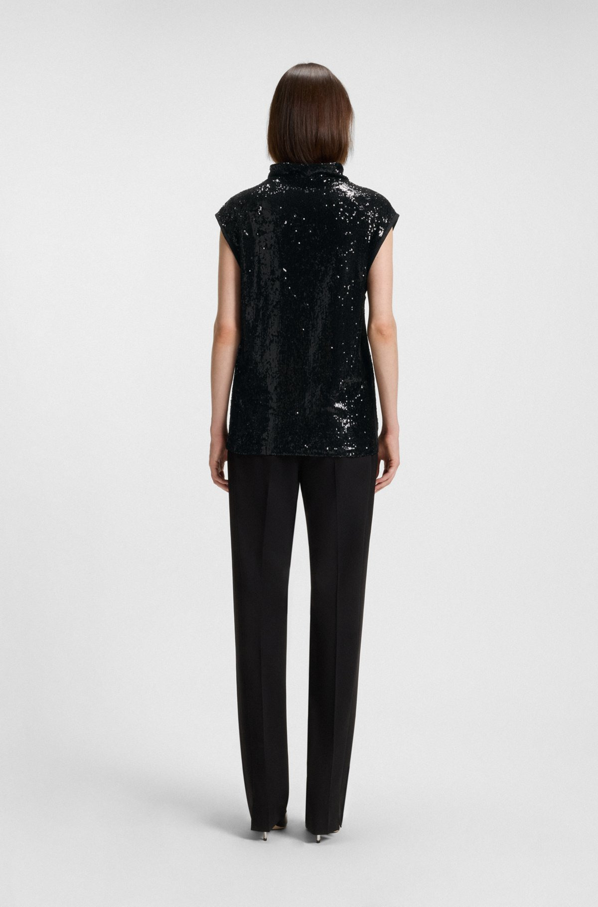 FUNNEL-NECK TOP WITH SEQUIN EMBELLISHMENTS - 4