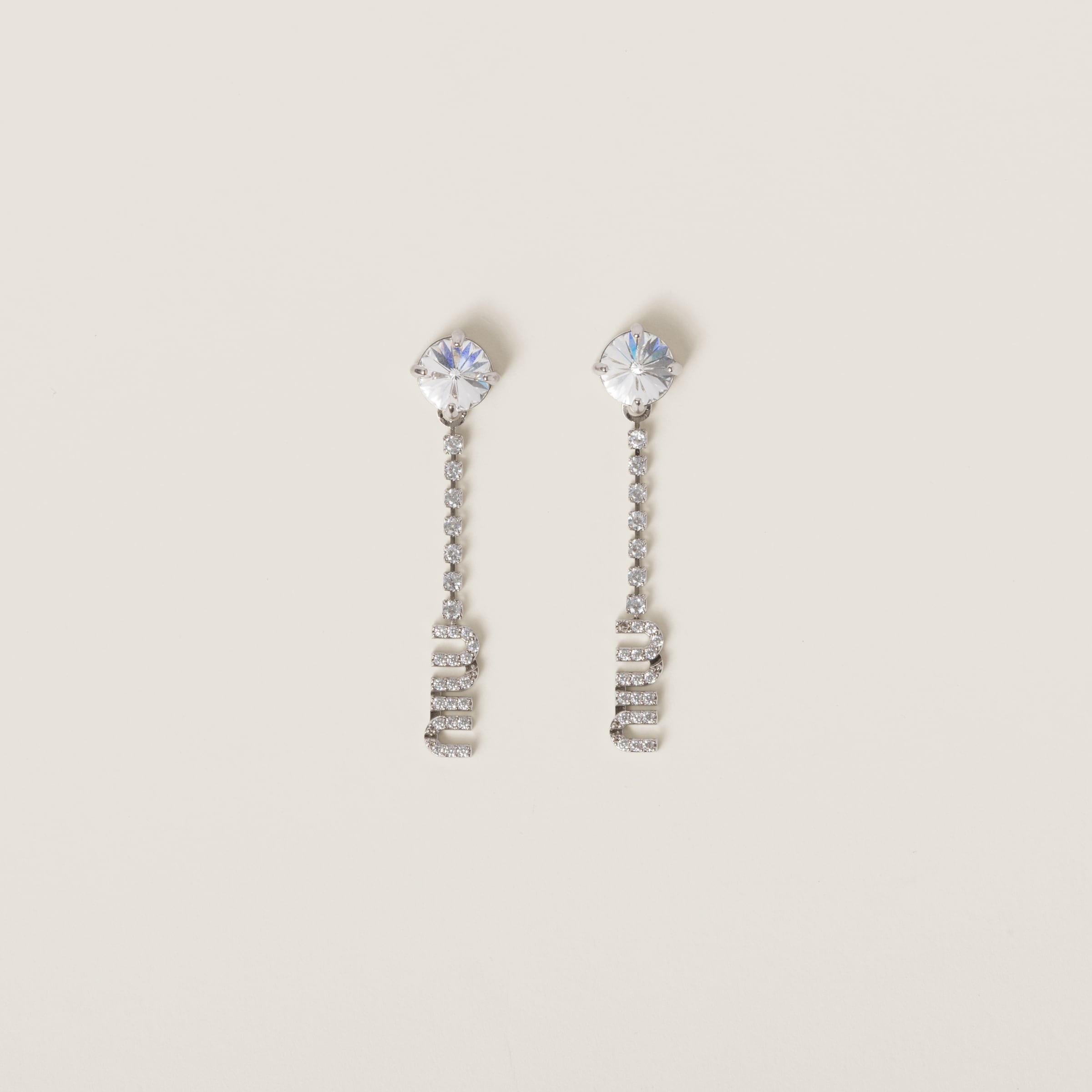 Metal earrings with crystals - 1
