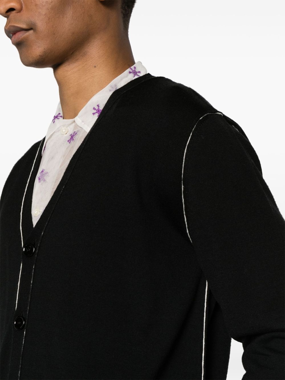 exposed-seam knit cardigan - 6