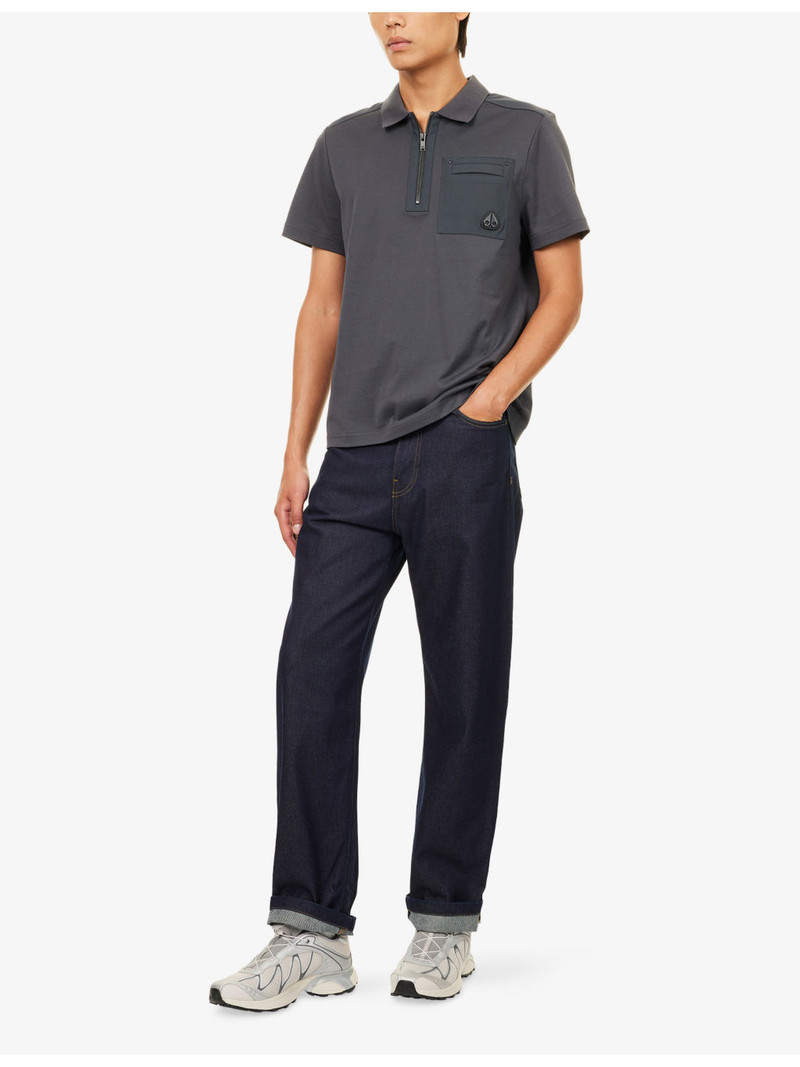 MOOSE KNUCKLES Dalon Logo-Plaque Cotton-Jersey Polo Shirt outlook