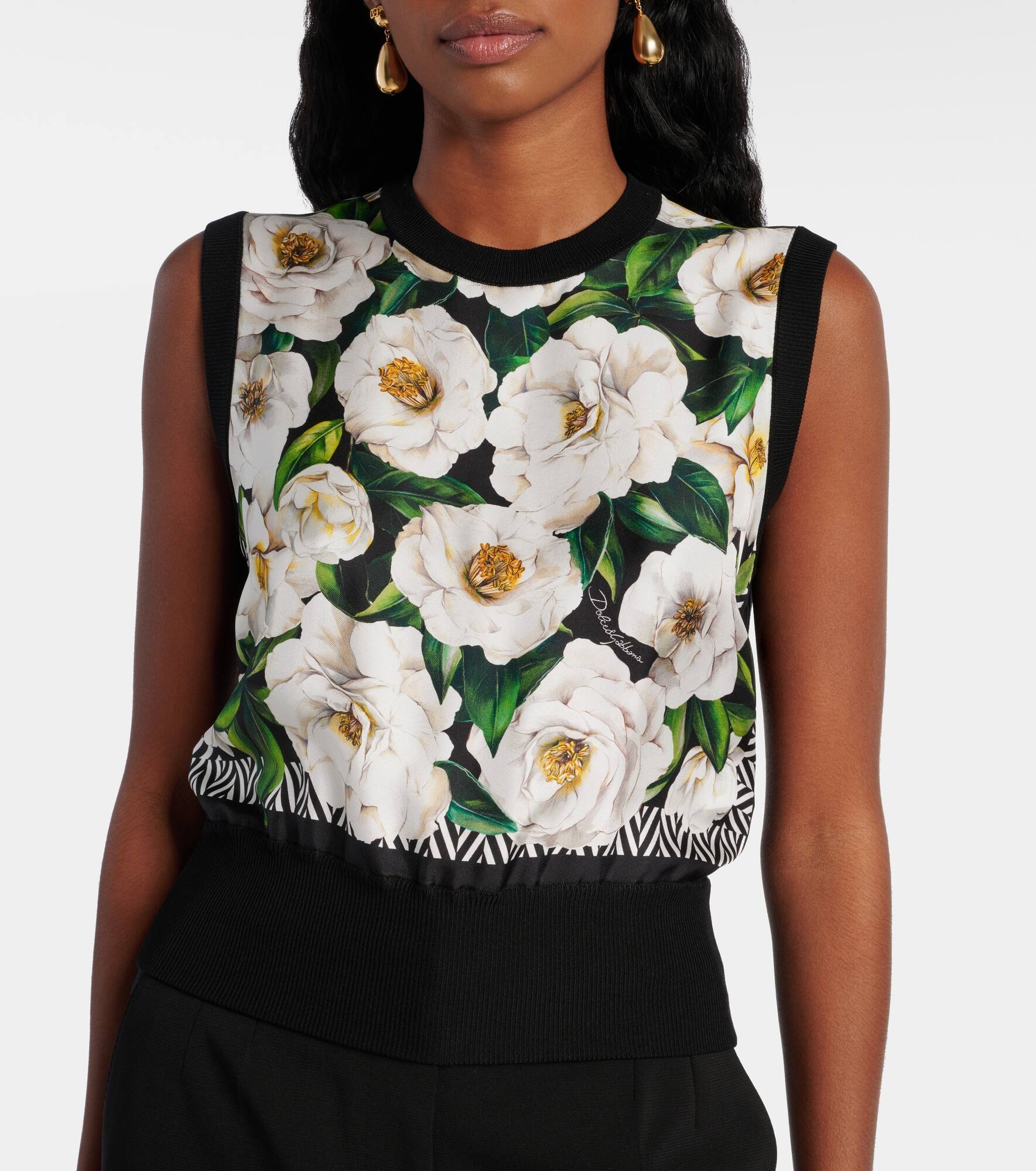 Floral print silk top - 5
