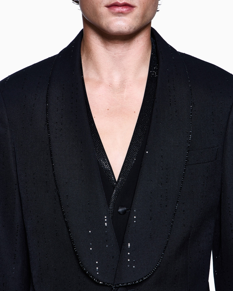 SOHO LINE SINGLE-BREASTED TUXEDO JACKET IN VIRGIN WOOL WITH SEQUINS 5