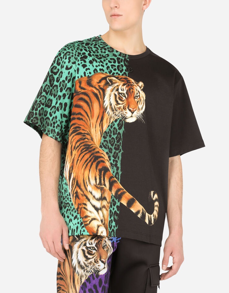 Jersey T-shirt with tiger print - 4