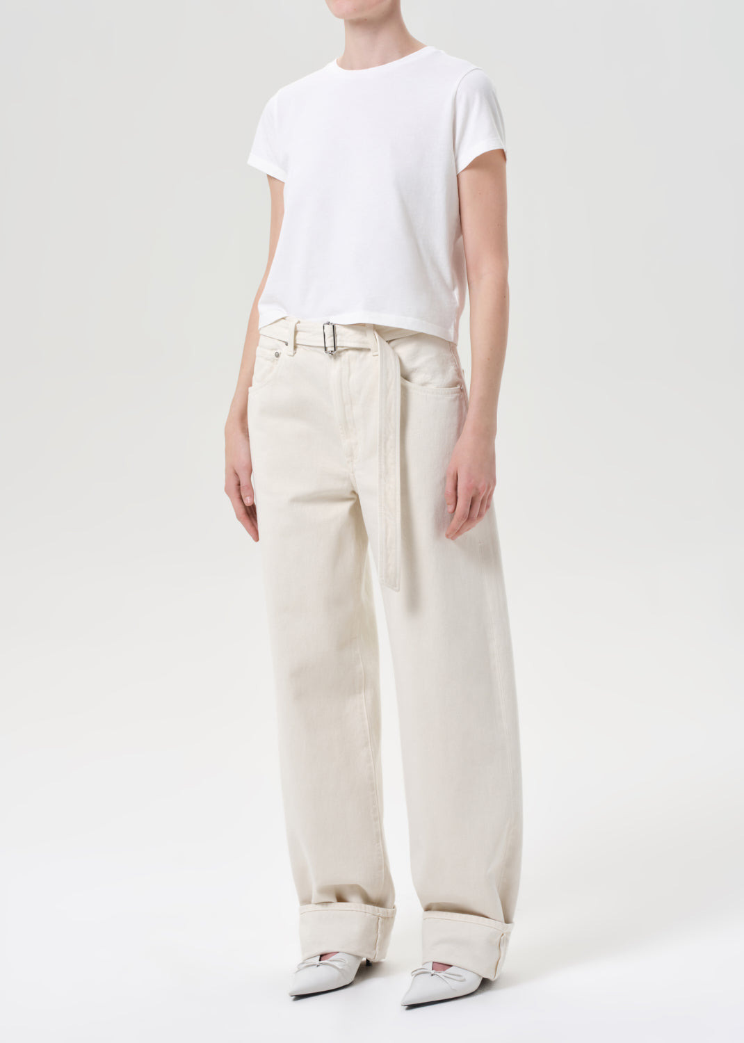 ADINE SHRUNKEN TEE IN WHITE ASH - 6