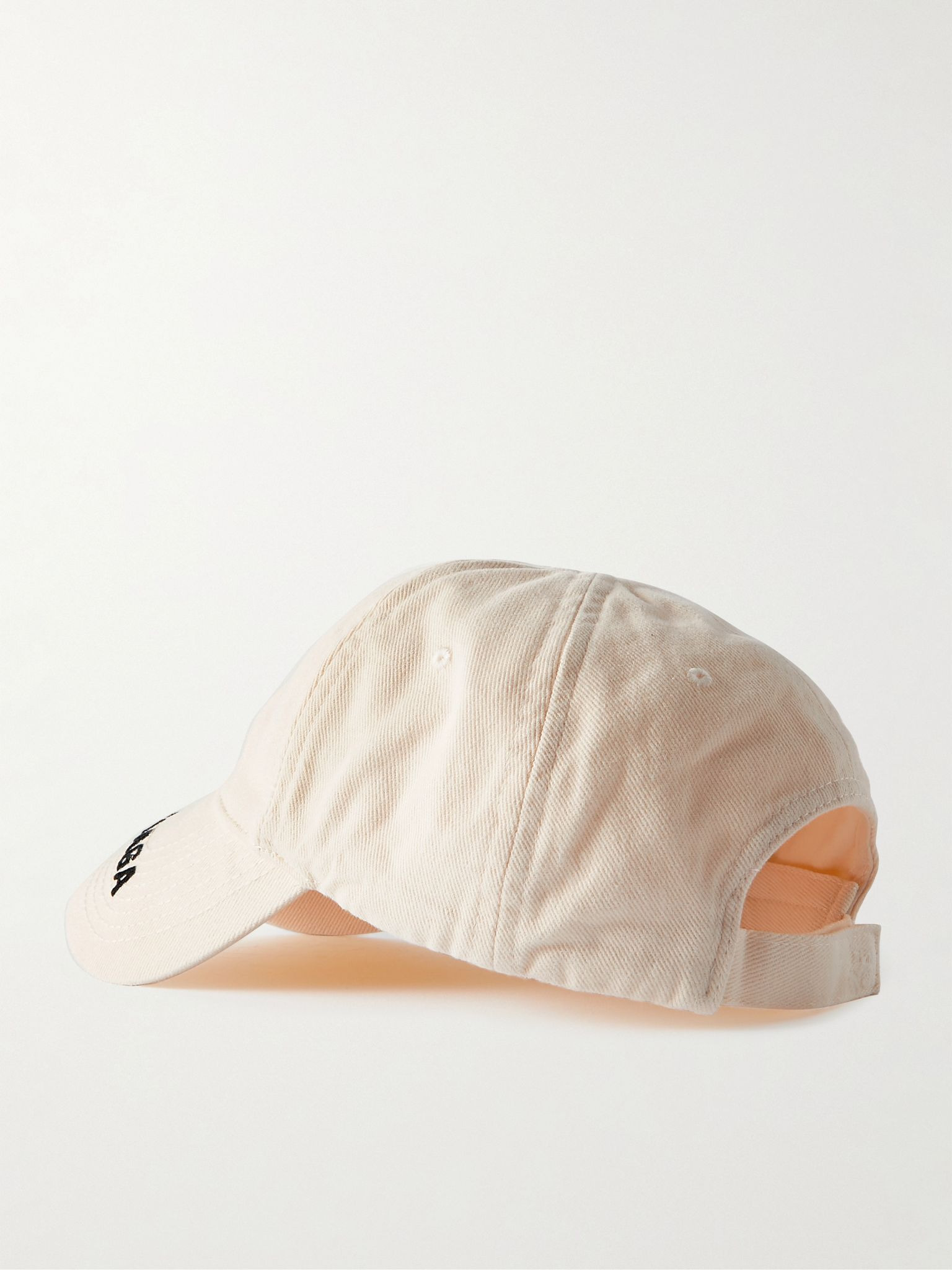 Embroidered distressed cotton-twill baseball cap White - 3