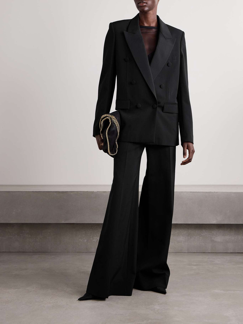 Stella McCartney Oversized double-breasted moire-trimmed wool-blend blazer outlook