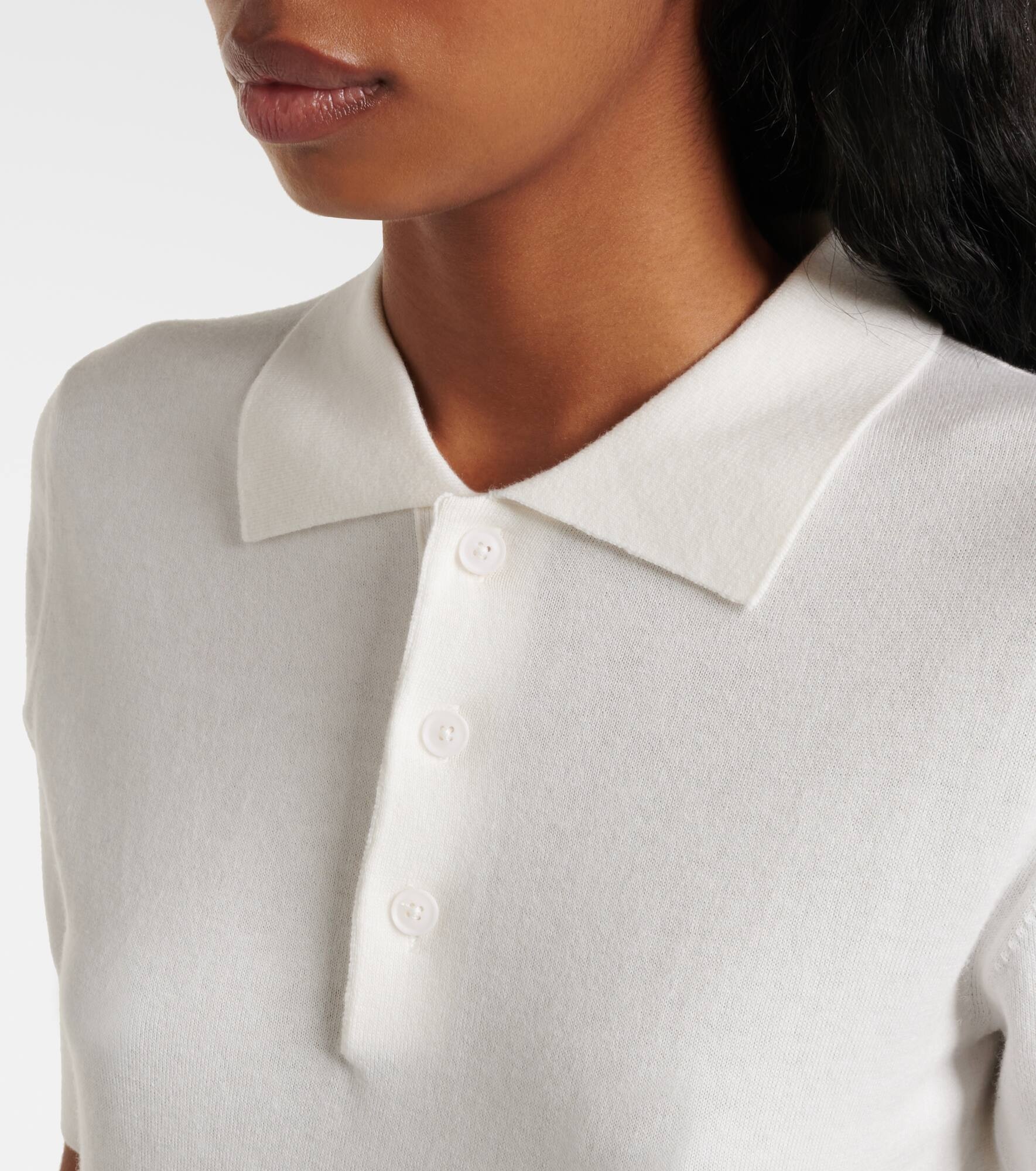 Knitted cotton and cashmere polo shirt - 4