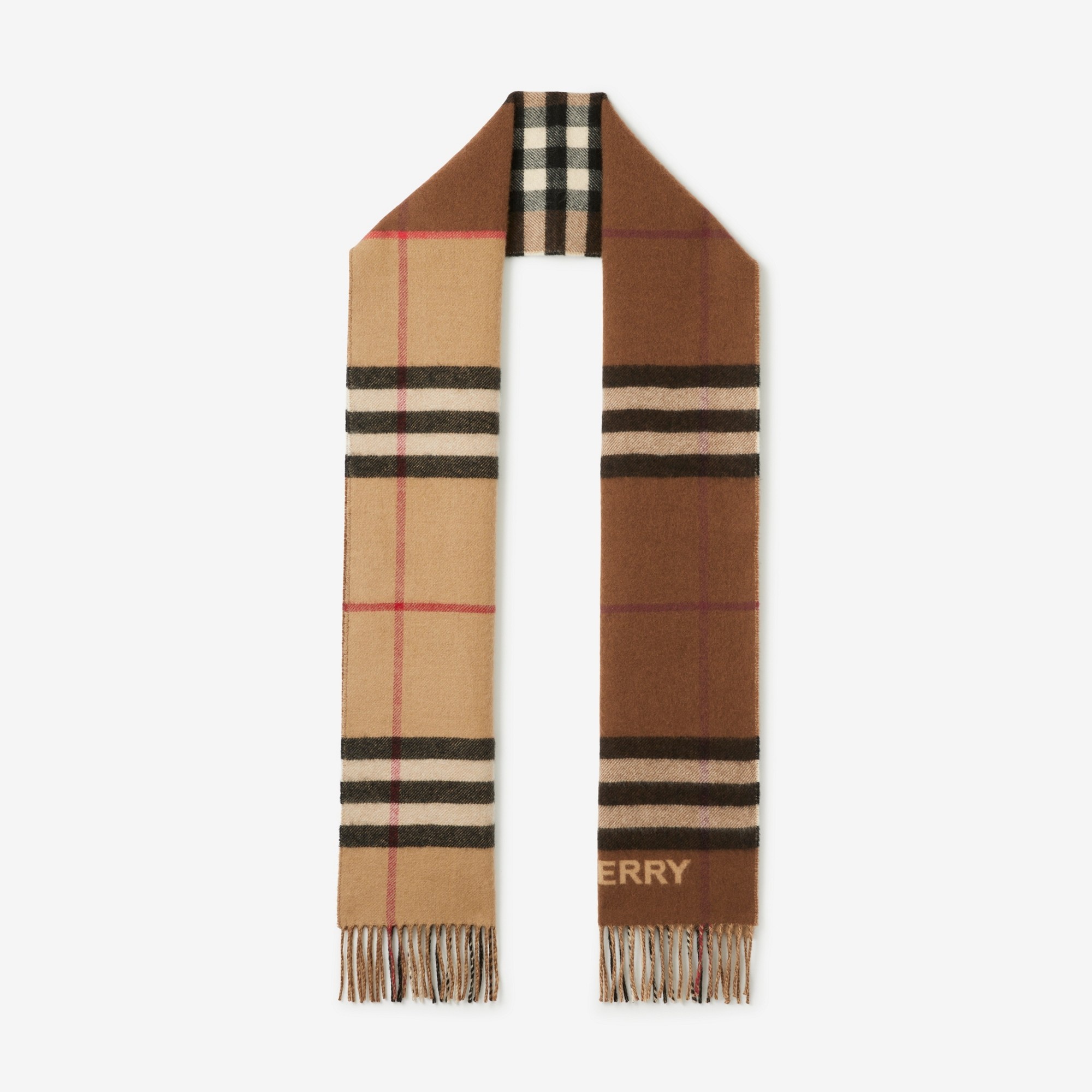 Contrast Check Cashmere Scarf - 1