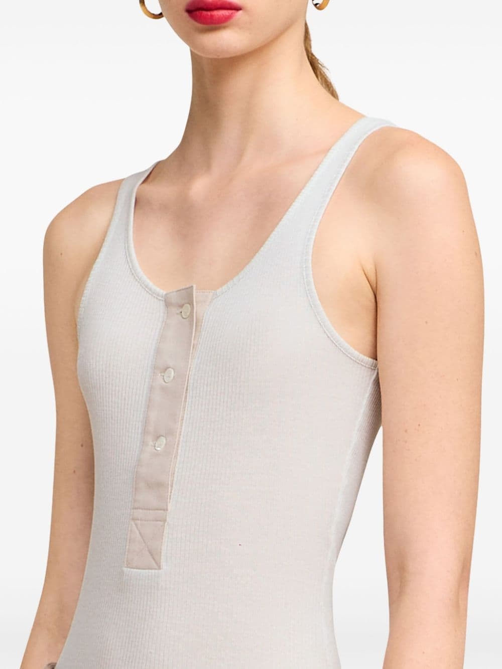 button-front cotton-rib tank top - 6
