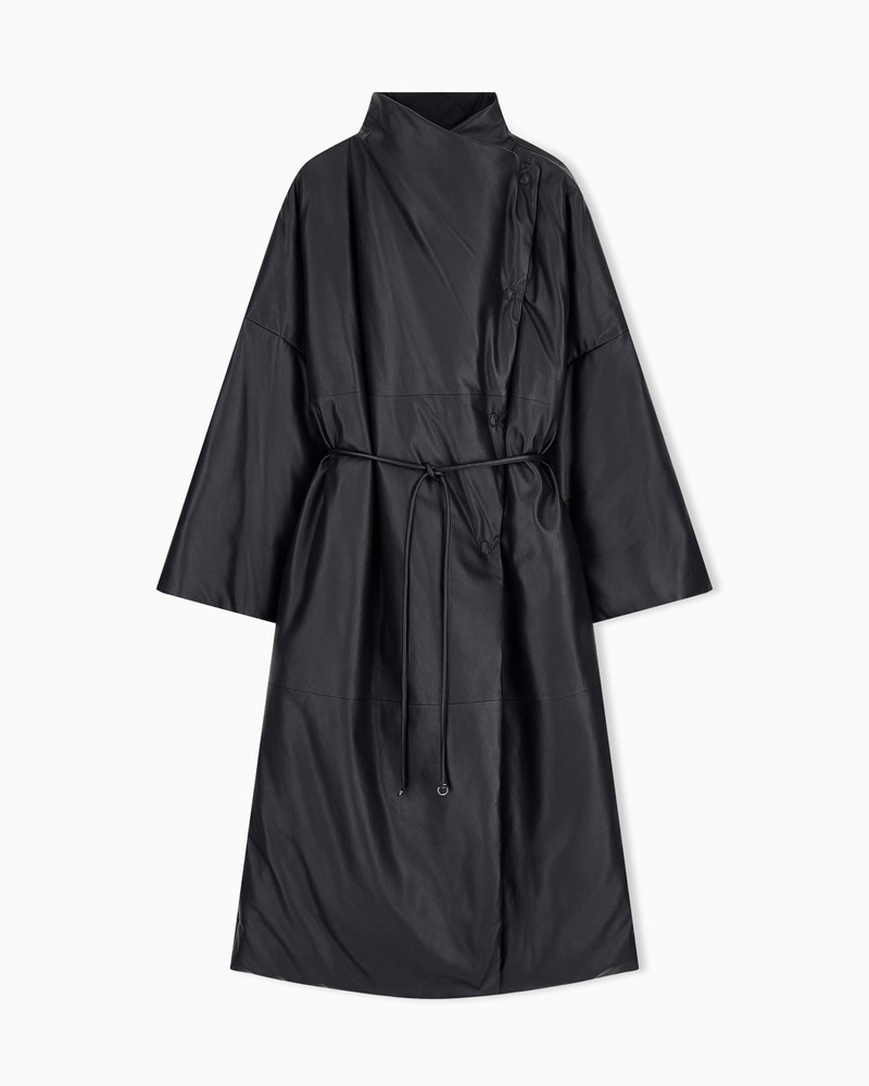 ASV REVERSIBLE OVERSIZED LONG DOWN JACKET IN LAMBSKIN NAPPA LEATHER 1