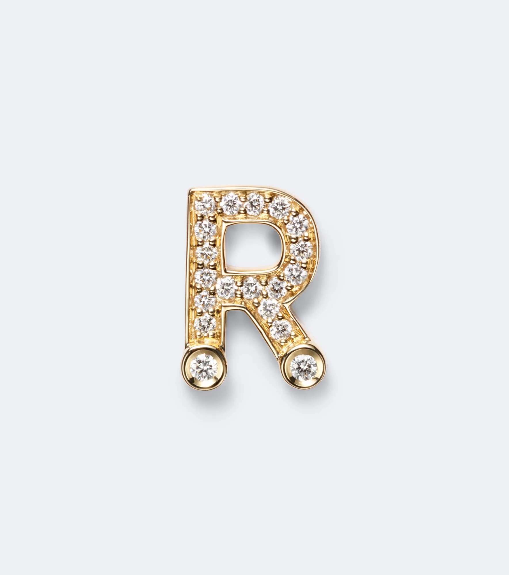 Initial Petite R 18kt gold single earring with diamonds - 1