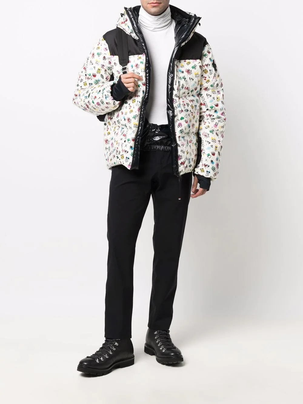 logo-print feather-down padded jacket - 2