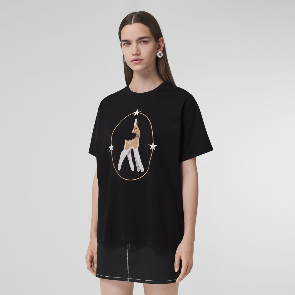 Deer Graphic Cotton Oversized T-shirt - 6