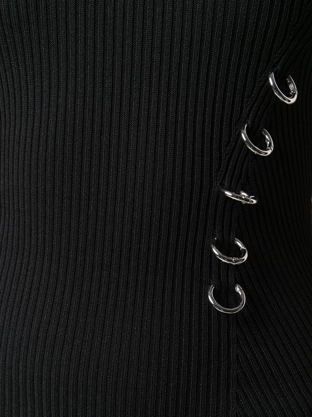 piercing detail rib-knit dress - 5