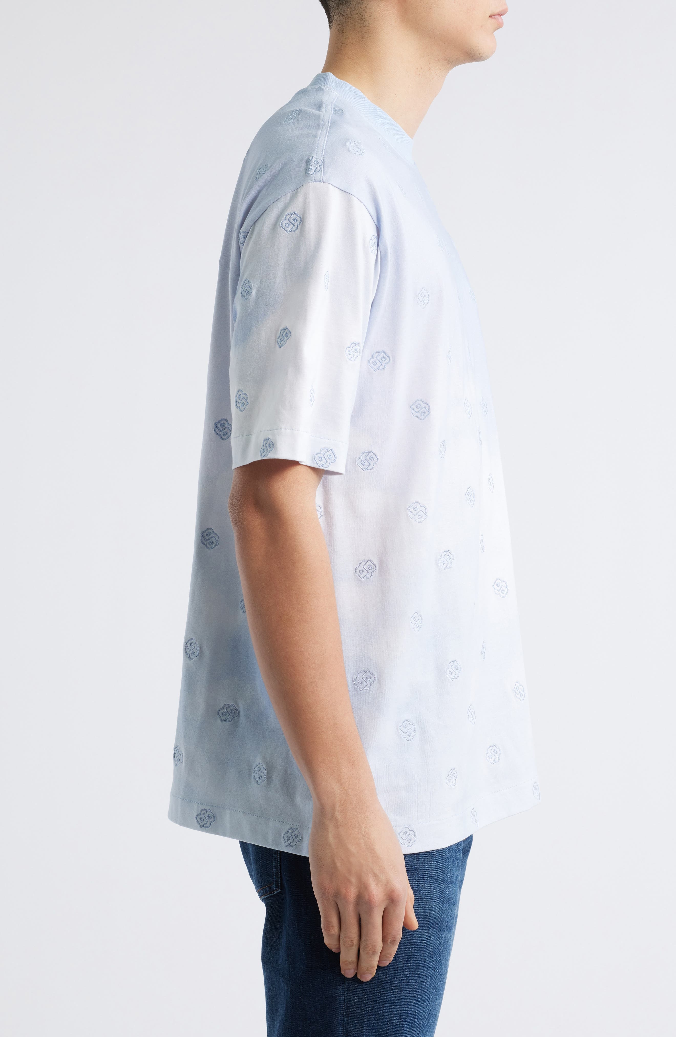 BOSS Tames Logo Embroidered T-Shirt in Light Blue at Nordstrom - 3