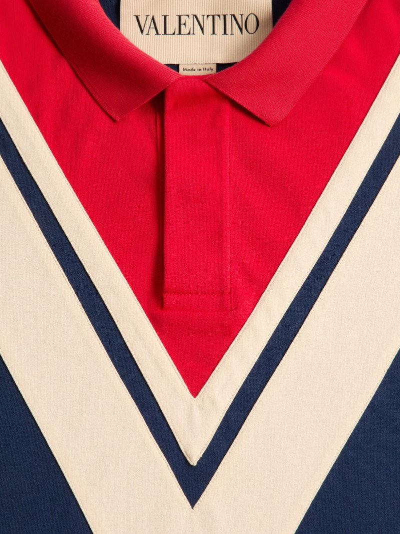 cotton polo shirt with inlaid-V 6