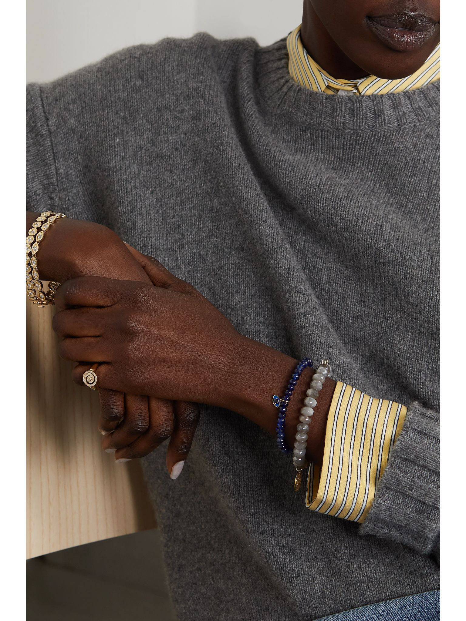 Evil Eye 14-karat gold, sapphire and enamel bracelet Gold - 5