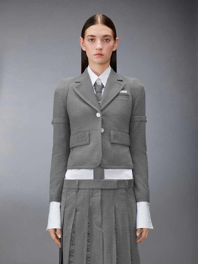 Thom Browne WOOL SEERSUCKER CROPPED JACKET outlook