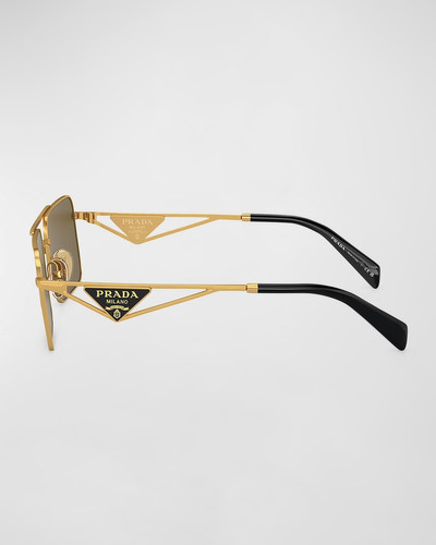 Prada Men's Triangle Logo Metal Rectangle Sunglasses outlook