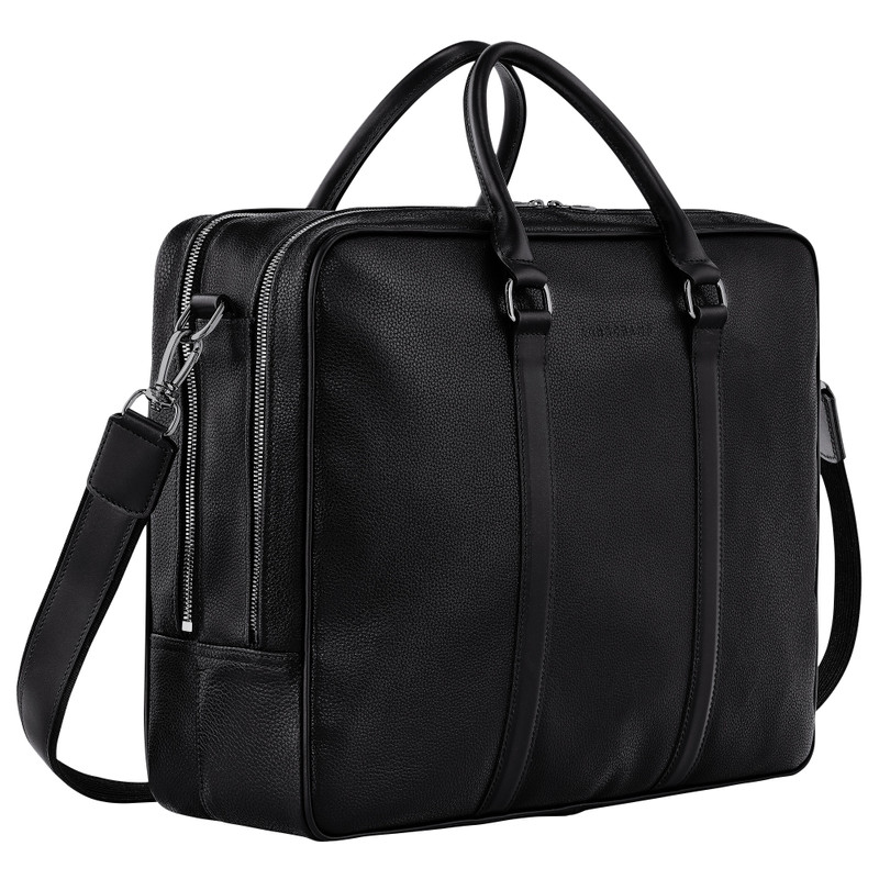 Le Foulonné L Briefcase Black - Leather 3