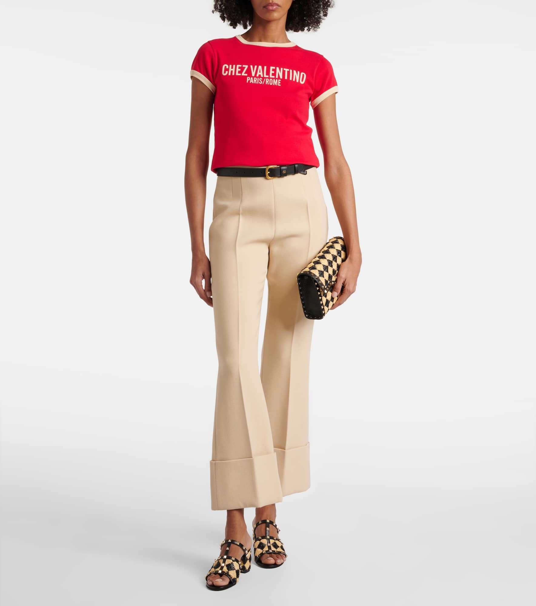 Rockstud Small raffia-effect shoulder bag - 5