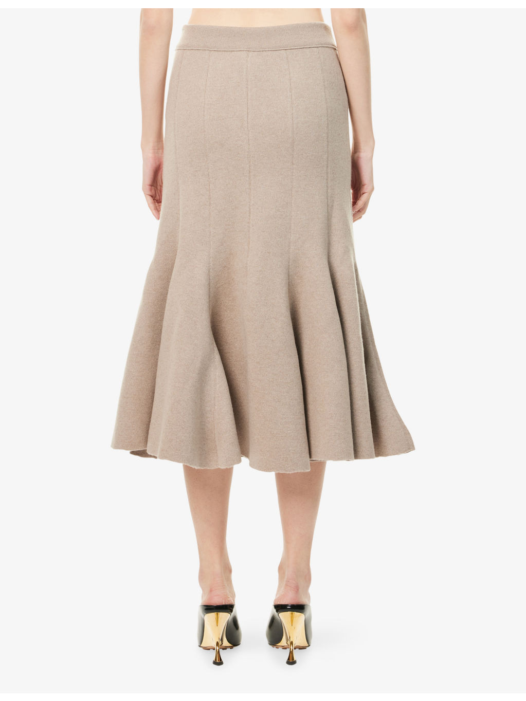 Flared High-Waist Cashmere-Blend Midi Skirt - 4