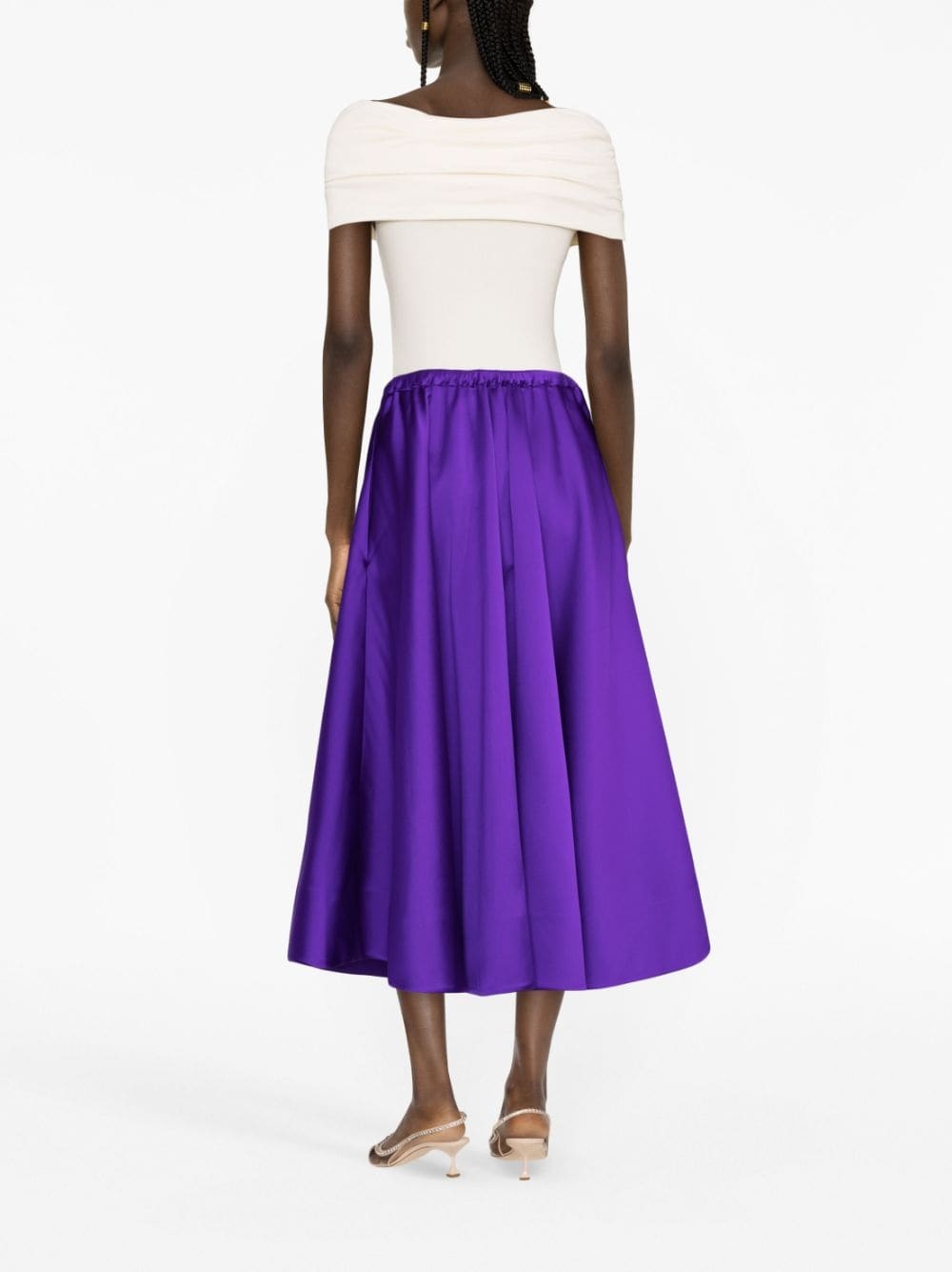 pleated A-line silk skirt - 4