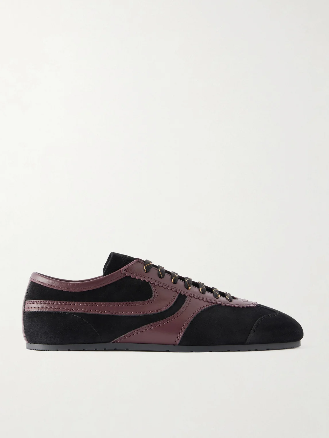 Leather-Trimmed Suede Sneakers - 1