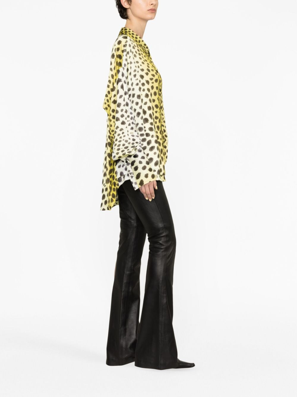 The Attico Women Kota Cheetah Printed Fluid Satin Shirt - 6
